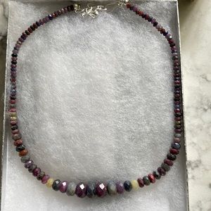 NWOT Amethyst beaded necklace with sterling silver clasp